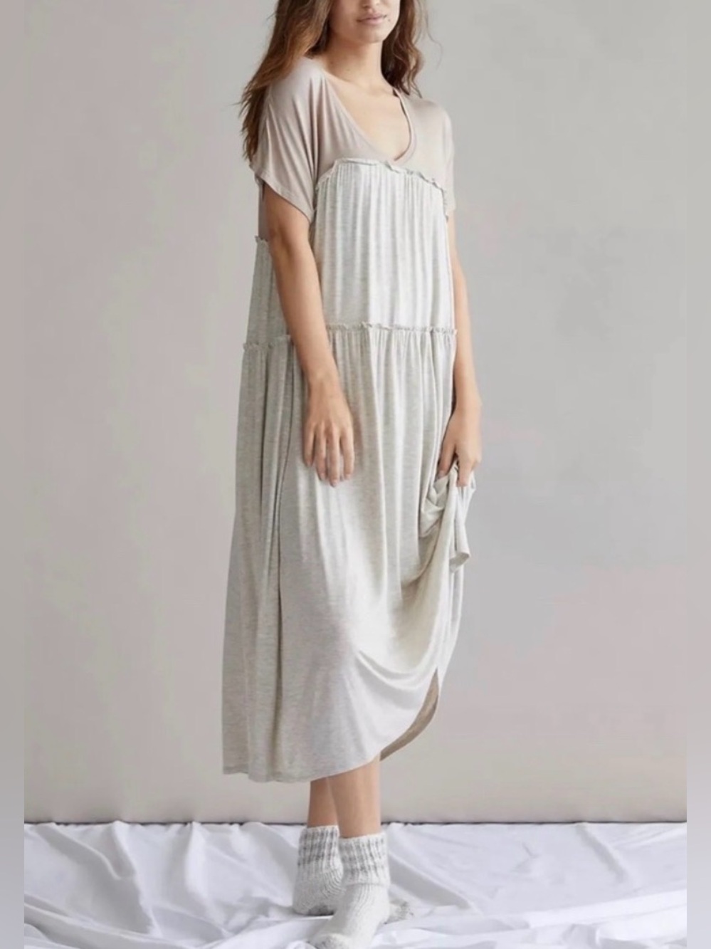 Anthropologie - Saturday Sunday Two Toned Bobbie Tiered Knit Midi Dress Size XS